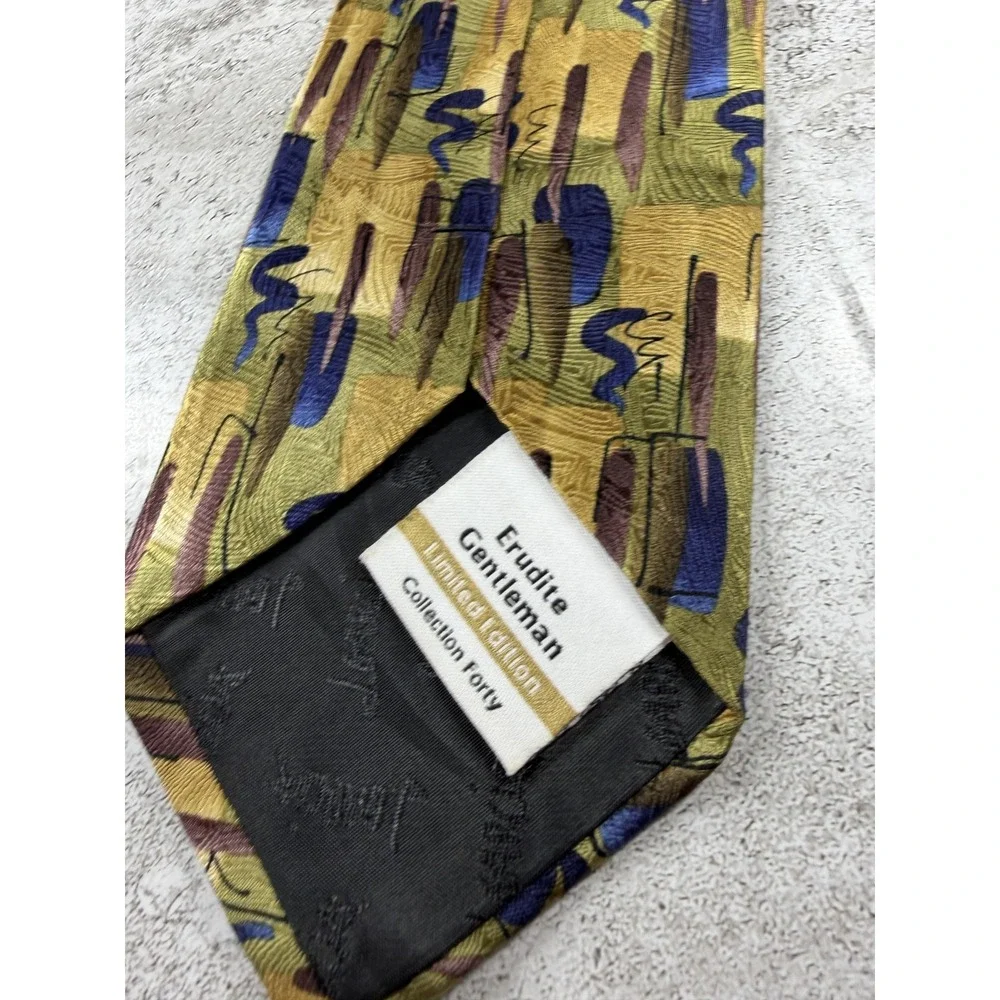 J. Garcia Tie Mens One Size Gold Geometric 100% Silk Jacquard Designer